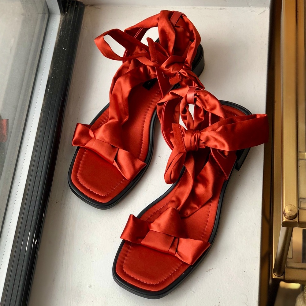 Rust colored satin Zara sandals size 41/11